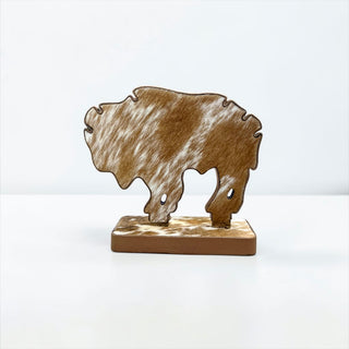 Tan all cowhide buffalo necklace display