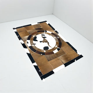 Longhorn cowhide patchwork rug 4x6’
