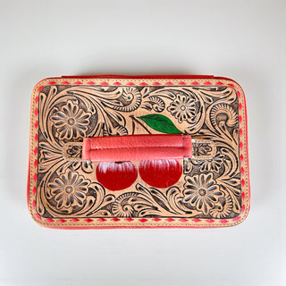 Cherry tooled leather jewelry box