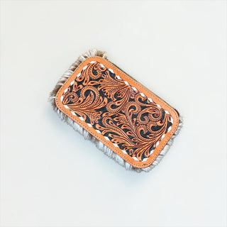 Black/tan blossom cowhide jewelry box