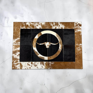 2x3ft Longhorn cowhide patchwork doormat