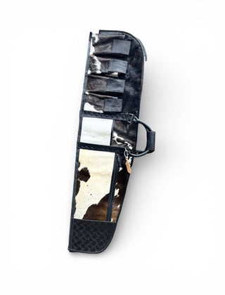 Black cowhide & tooled leather rifle case