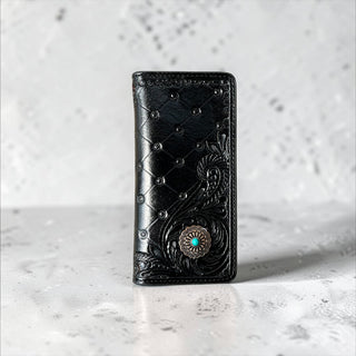 Black tooled leather wallet