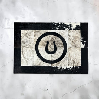 2x3ft horseshoe cowhide patchwork doormat