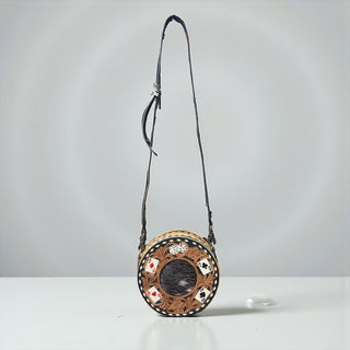 Cards tooled leather & cowhide canteen bag