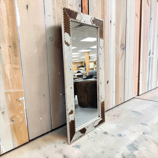 6x3ft White antique genuine cowhide mirror