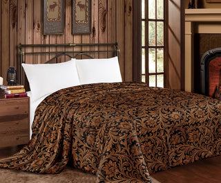 Brown floral Mia blanket - king size