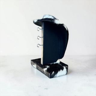Black/white all cowhide necklace display (u01)