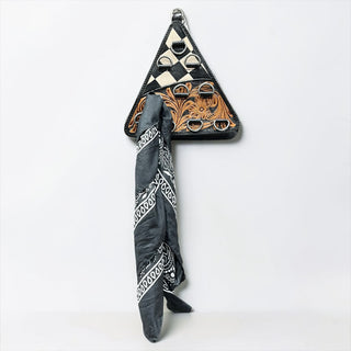 Checker tooled leather scarf holder