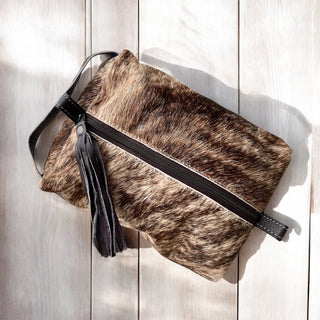 Brown Marble cowhide toiletry bag