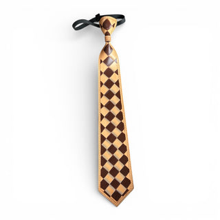 Brown checker tooled leather ties