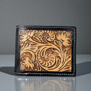 Blossom tooled leather wallet