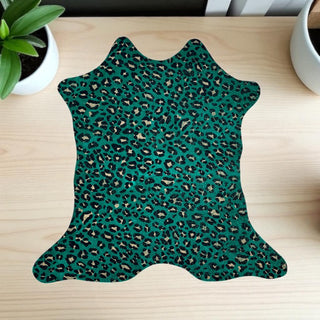2-3’ Green leopard suede calf hide (sale)
