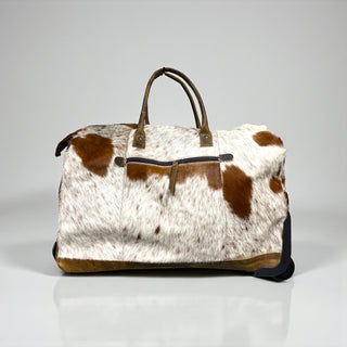 All cowhide rolling duffle bag