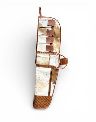 Tan leather & cowhide rifle case