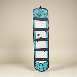 Turquoise tooled leather & cowhide buckle holder