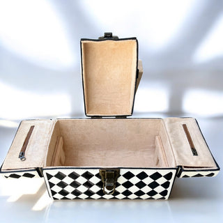 Checker tooled leather jewelry box