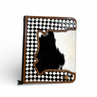 Checker tooled & cowhide portfolio