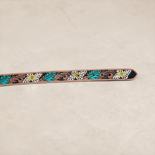 Sunset trail tooled leather belt