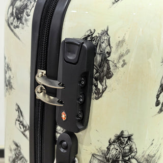 Barrel racing luggage rolling suitcase