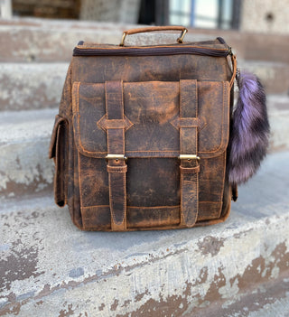 Small Rustic Leather Backpack