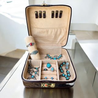 Cowhide & leather jewelry box with passcode