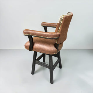Brick leather & cowhide tufted barstools
