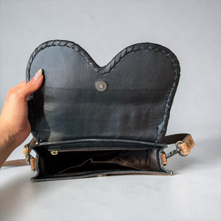 Cowhide/tooled leather crossbody bag