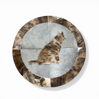 3x3’ wolf cowhide patchwork rug