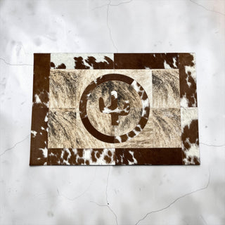 2x3ft cactus cowhide patchwork doormat