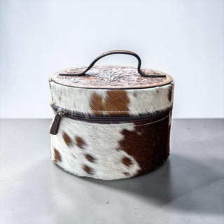 Cowhide & tooled leather jewelry box