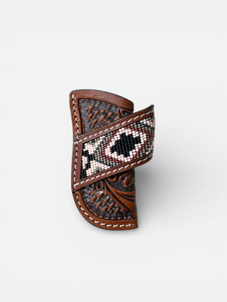 Aztec tooled leather sheath