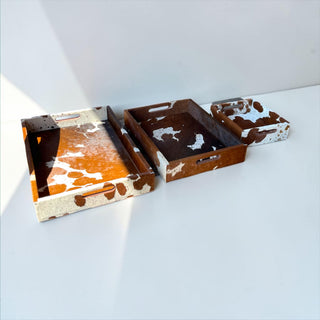 All cowhide tray set of 3