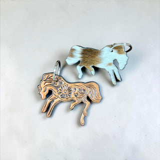Horse tooled leather Keychain