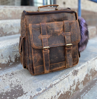 Small Rustic Leather Backpack