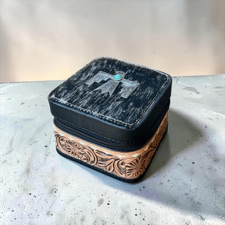 Black tooled leather Thunderbird jewelry box