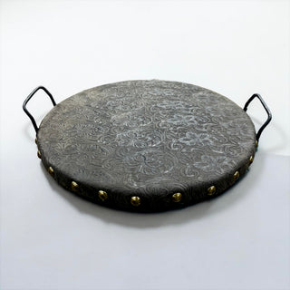 Chocolate tooled leather tray