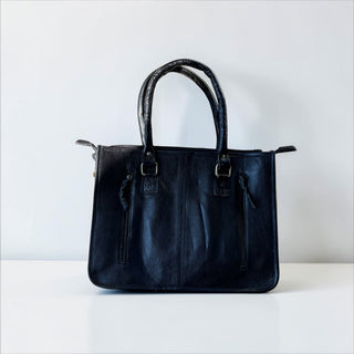 Black floral tote bag