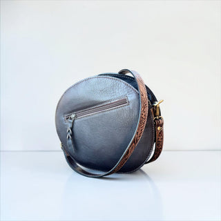 Brown cowhide & tooled leather canteen bag
