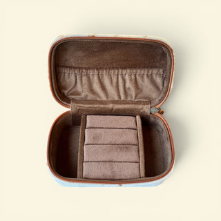 Black/tan blossom cowhide jewelry box