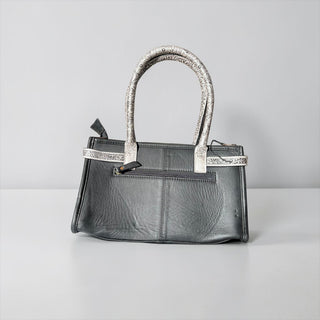 Silver cowhide & tooled leather shoulder bag