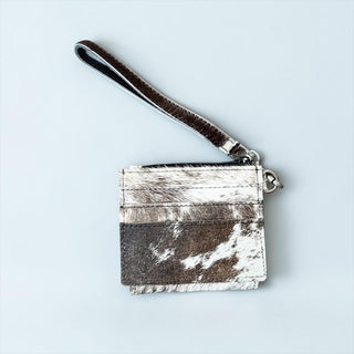 Salt pepper cowhide wristlet wallet