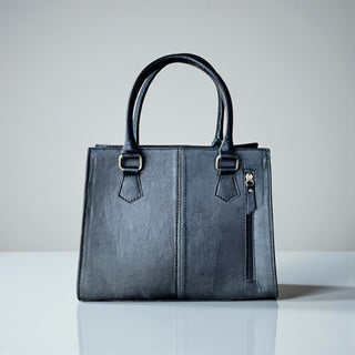 Checker tooled leather & cowhide tote bag