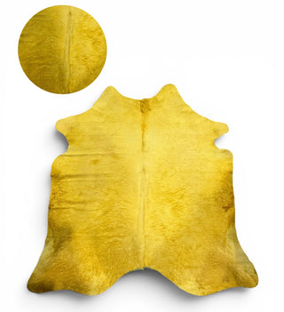6-7’ yellow Brazilian cowhide rug
