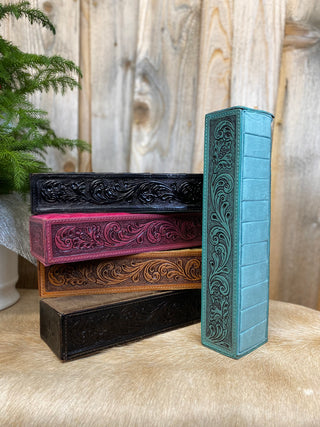 Turquoise Tooled Leather Ring Holder