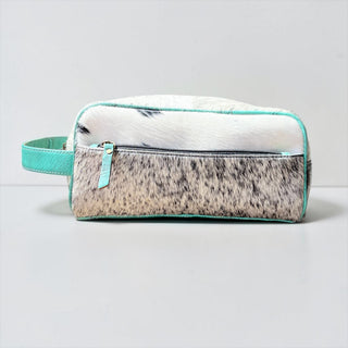 Turquoise all cowhide toiletry bag