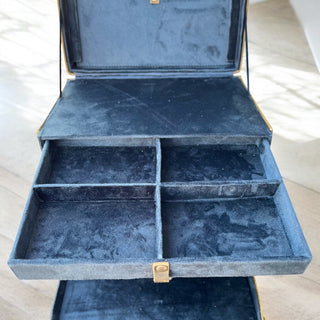 Checkerboard tooled leather jewelry Box