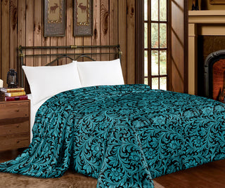 Turquoise floral tooling king Mia blanket