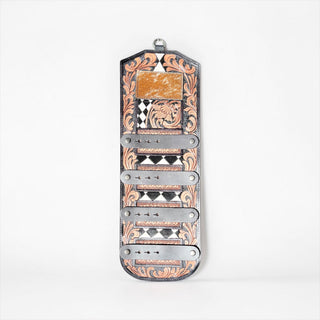Checker tooled leather & cowhide buckle holder