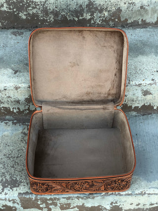 BootStitch Suede Leather Tooled Make up Box